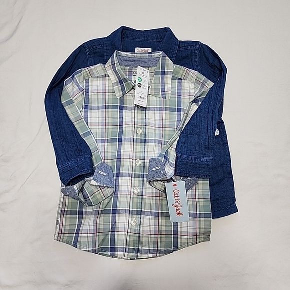 OshKosh B'gosh Other - OshKosh B'Gosh Kids' Plaid and Denim Shirt Set of 2 (4T), 100% Cotton.